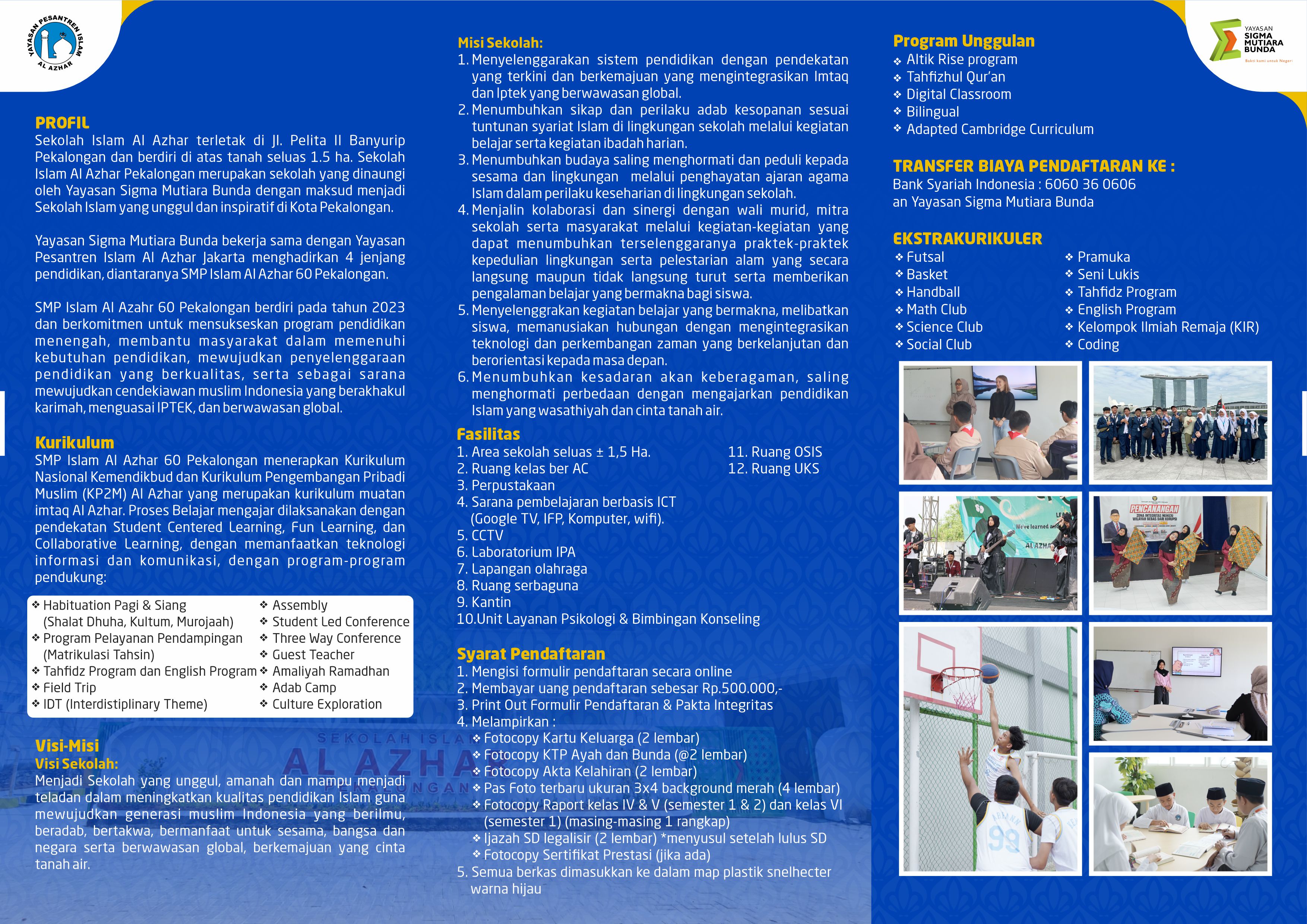Brosur PMB SMP Islam Al Azhar 60 Pekalongan BELAKANG