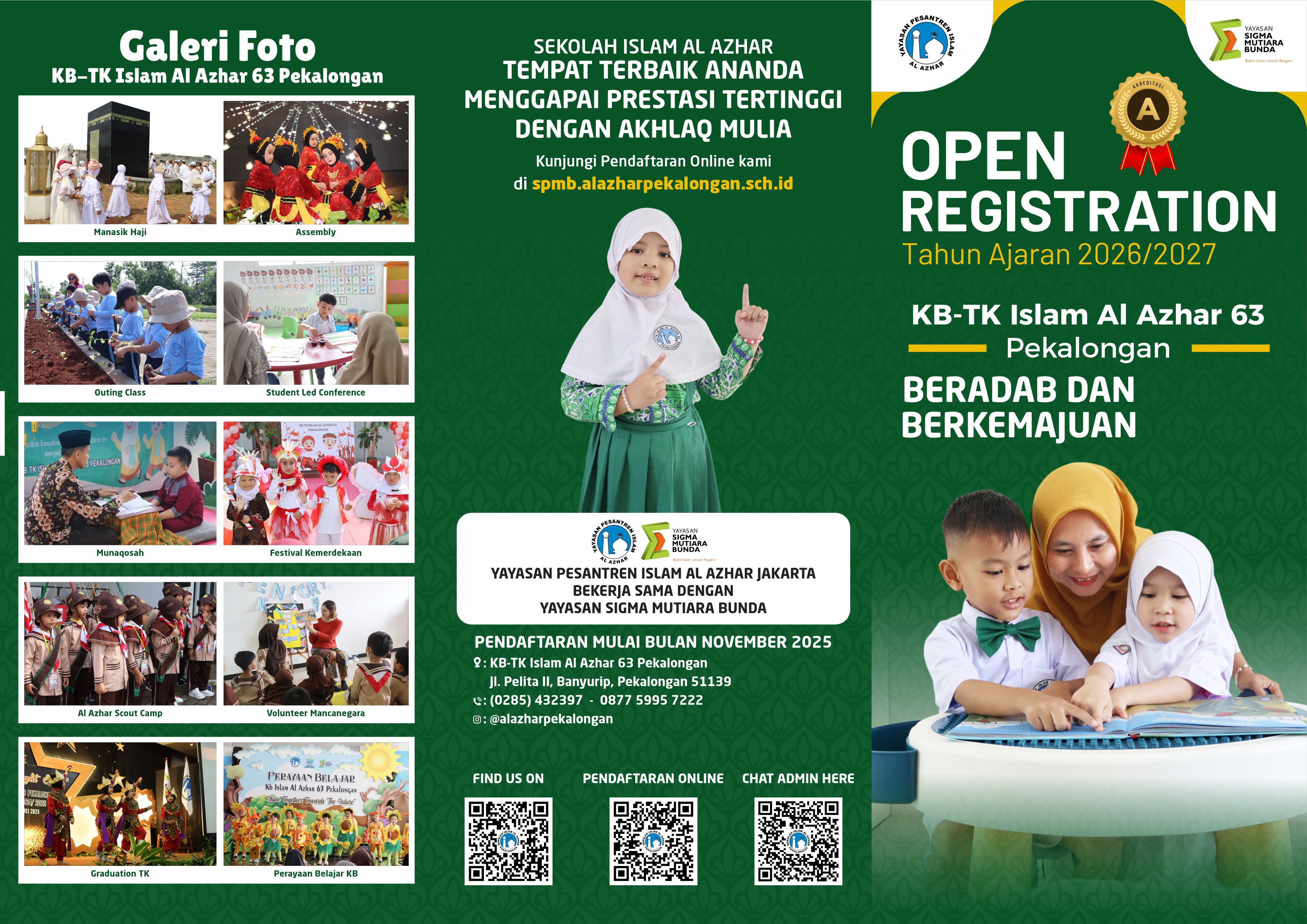 Brosur PMB KB-TK Islam Al Azhar 63 Pekalongan DEPAN